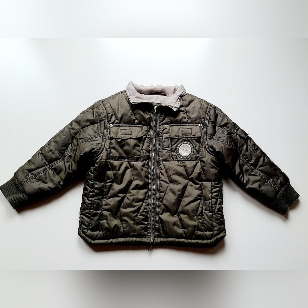 ~Vintage~ 90s Timberland Puffer Coat Jacket Boys 3T Dark Green EUC Fall Winter